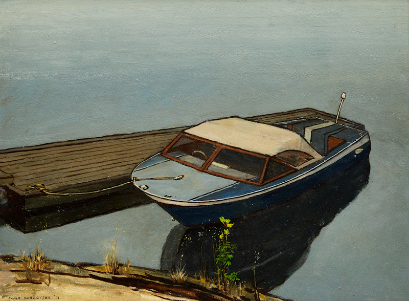 Moored Motor Boat by Hugh Douglas “Bungje” Robertson