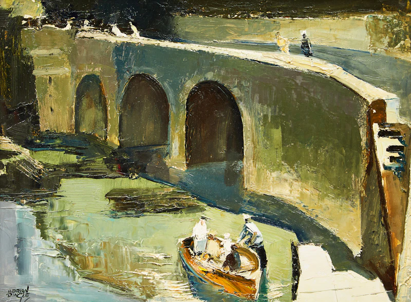 John Adrian Darley Dingle, Ferry Landing; Sand in the Air, two oils