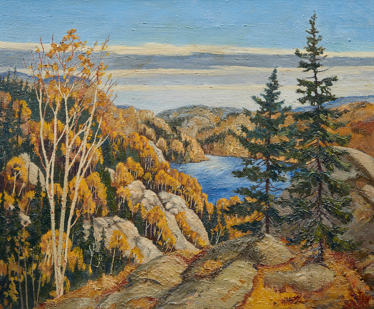 Lawrence Nickle, Michipicoten River/Lake Superior, oil on canvas, circa 1960