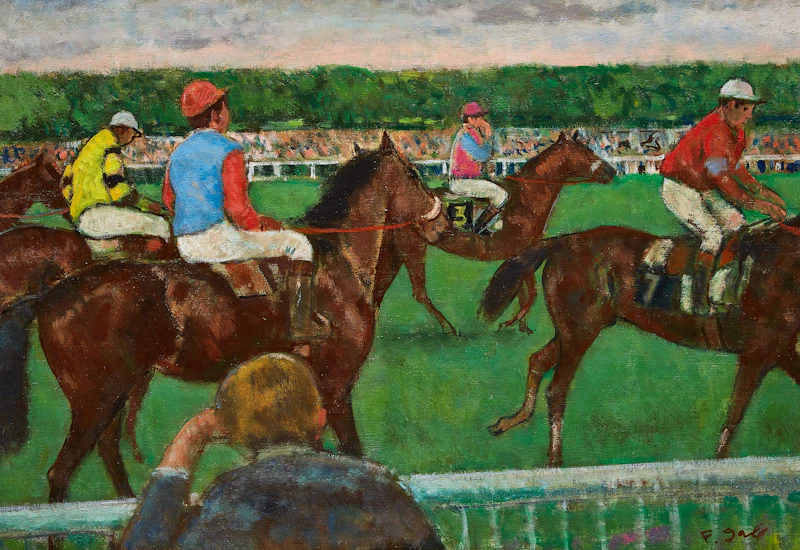 Courses à Auteuil (Préparatifs sur l’hippodrome d’Auteuil) by François Gall