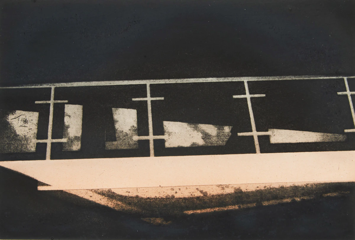 Margaret Priest, The Balcony II, etching on paper, 1988