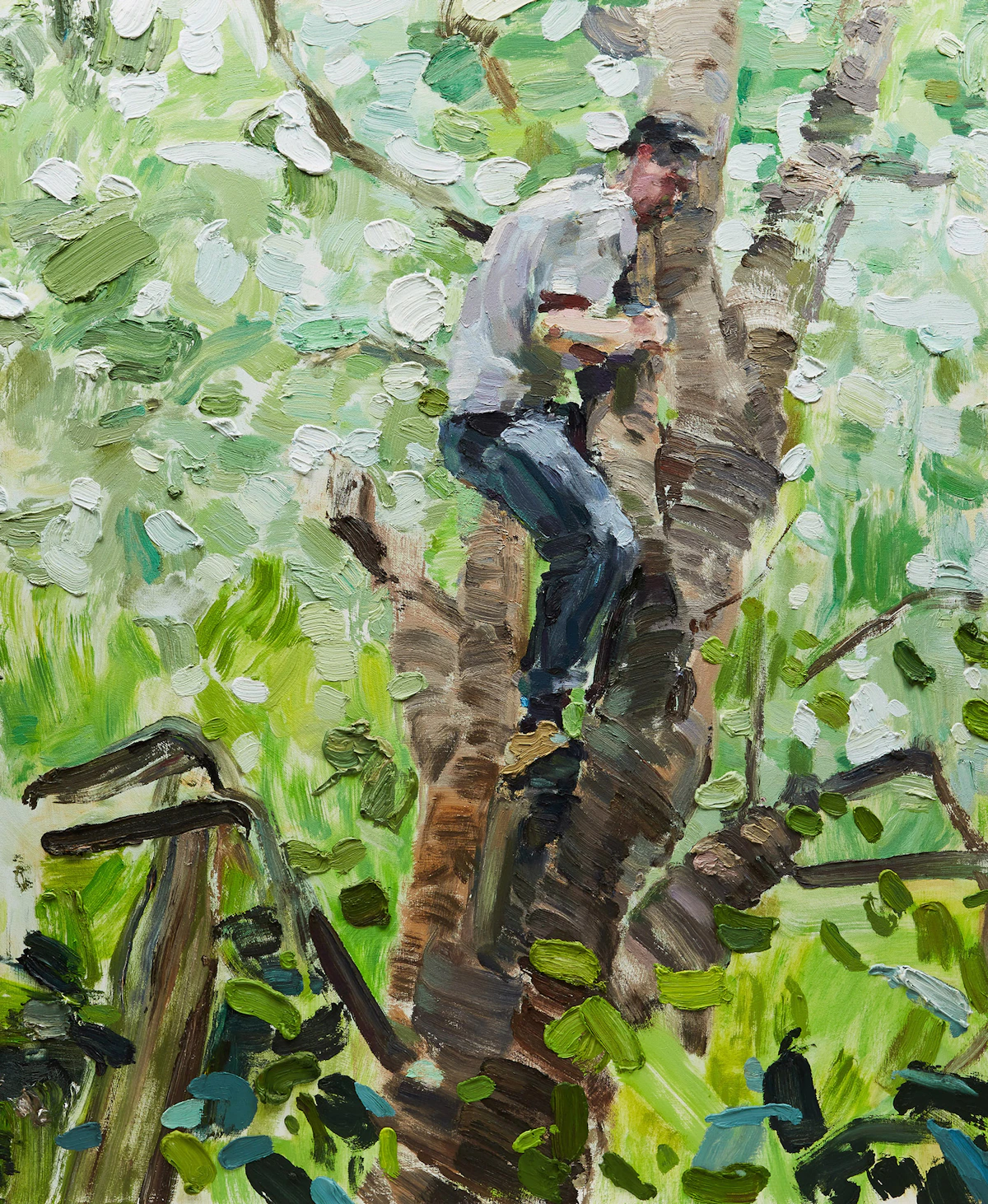 Ben Reeves, Tree Climber, oil on canvas on panel, 2009
