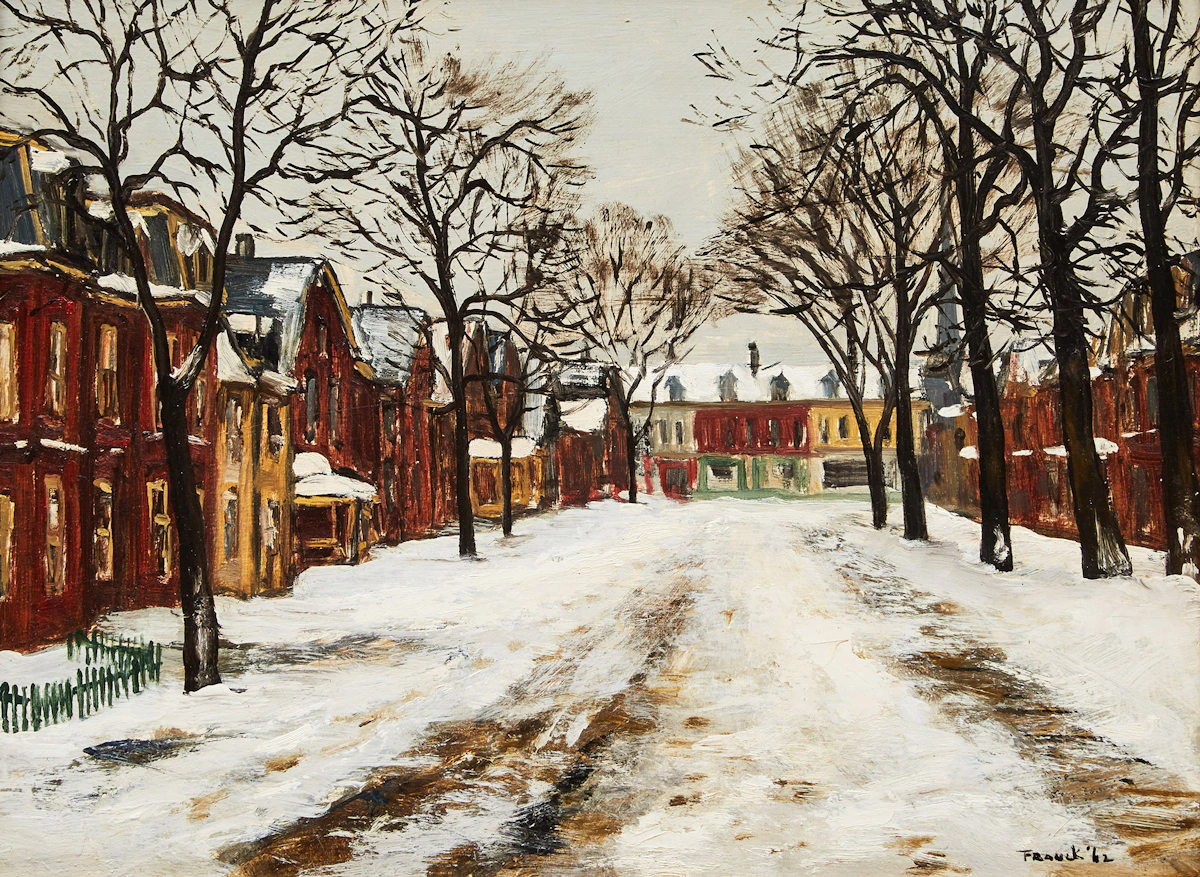 Albert Jacques Franck, Gloucester St. Near Yonge St., oil on masonite, 1962