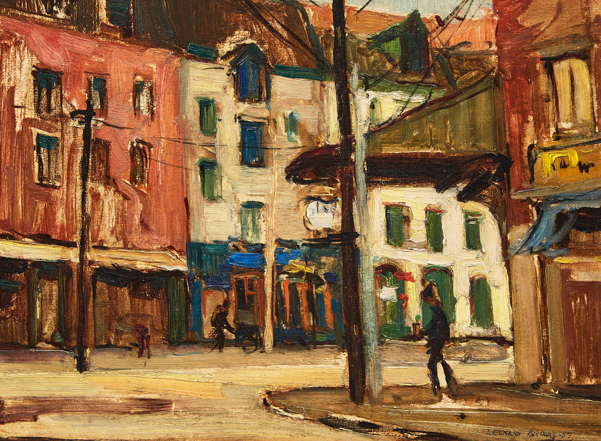 Frank Leonard Brooks, Street Scene , oil on board, 1957