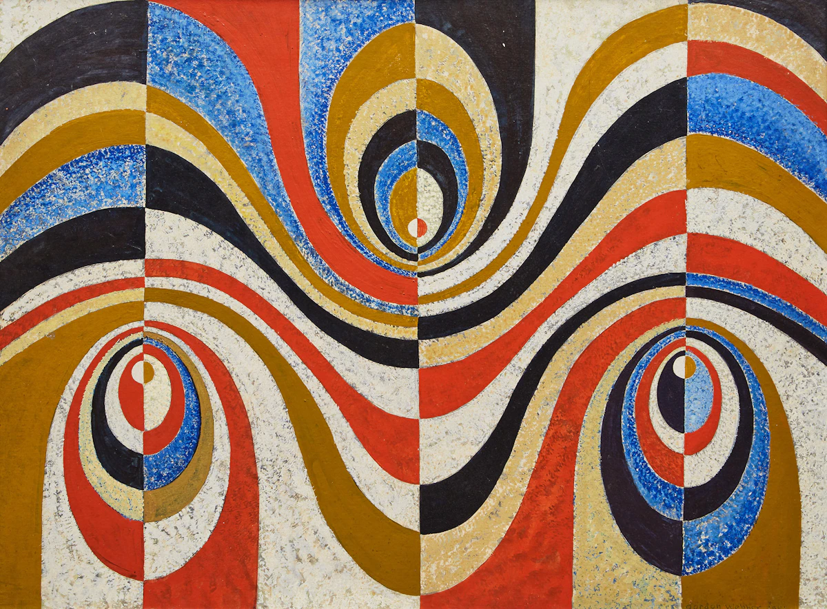 Gordon McKinley Webber, Karman Trail on Theme #1, tempera on board, 1961