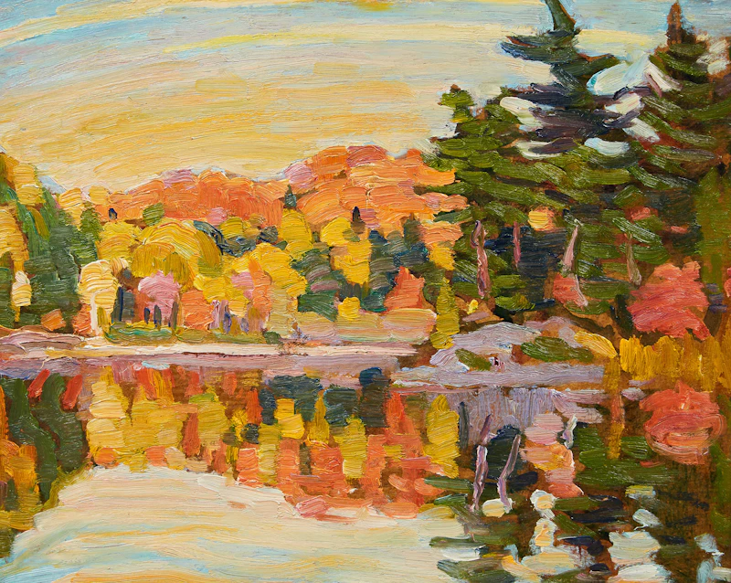 Peter Clapham Sheppard, Autumn Glory, Muskoka, double-sided oil on board