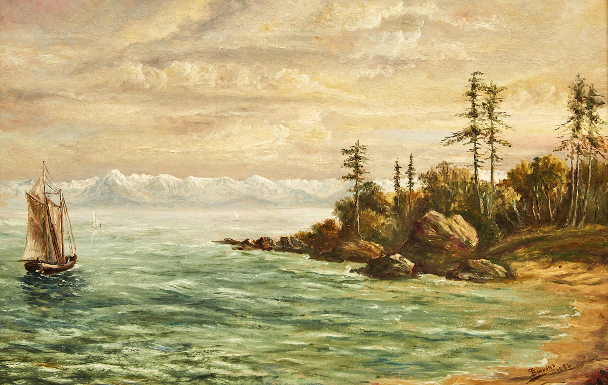 Thomas Bamford, Sailing Vessel Off the B.C. Coast, oil on canvas, 1884