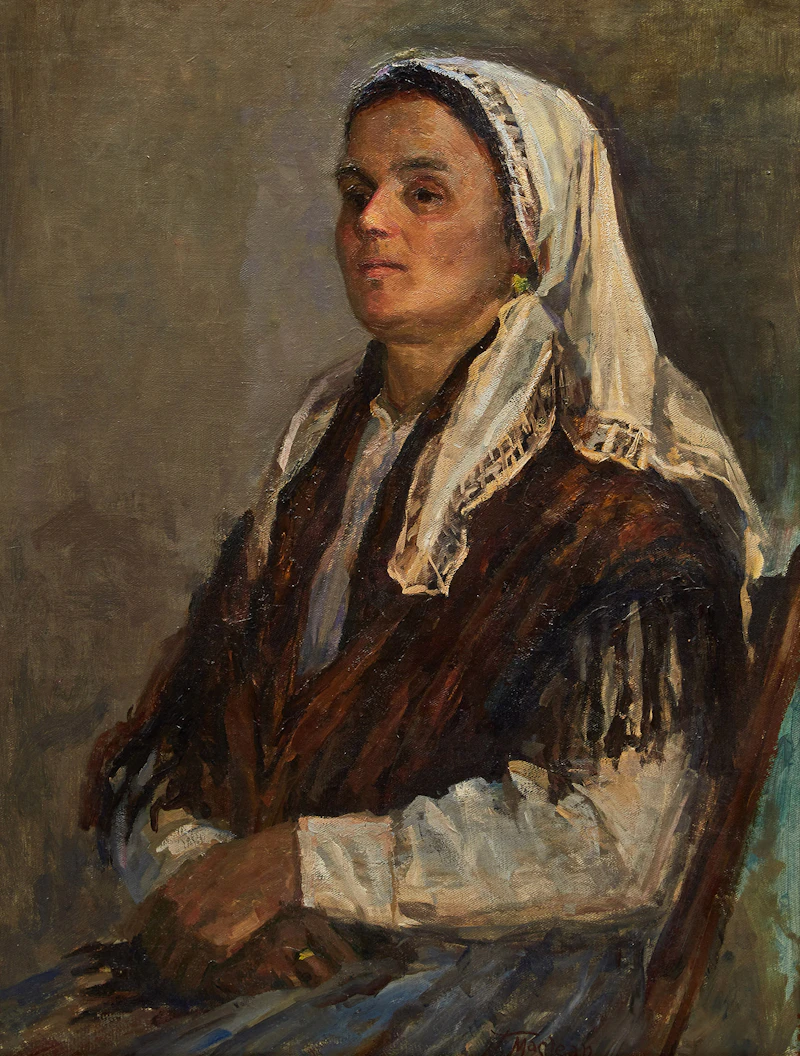 Portrait of a Lady with Scarf by Sarah Jean Munro Maclean