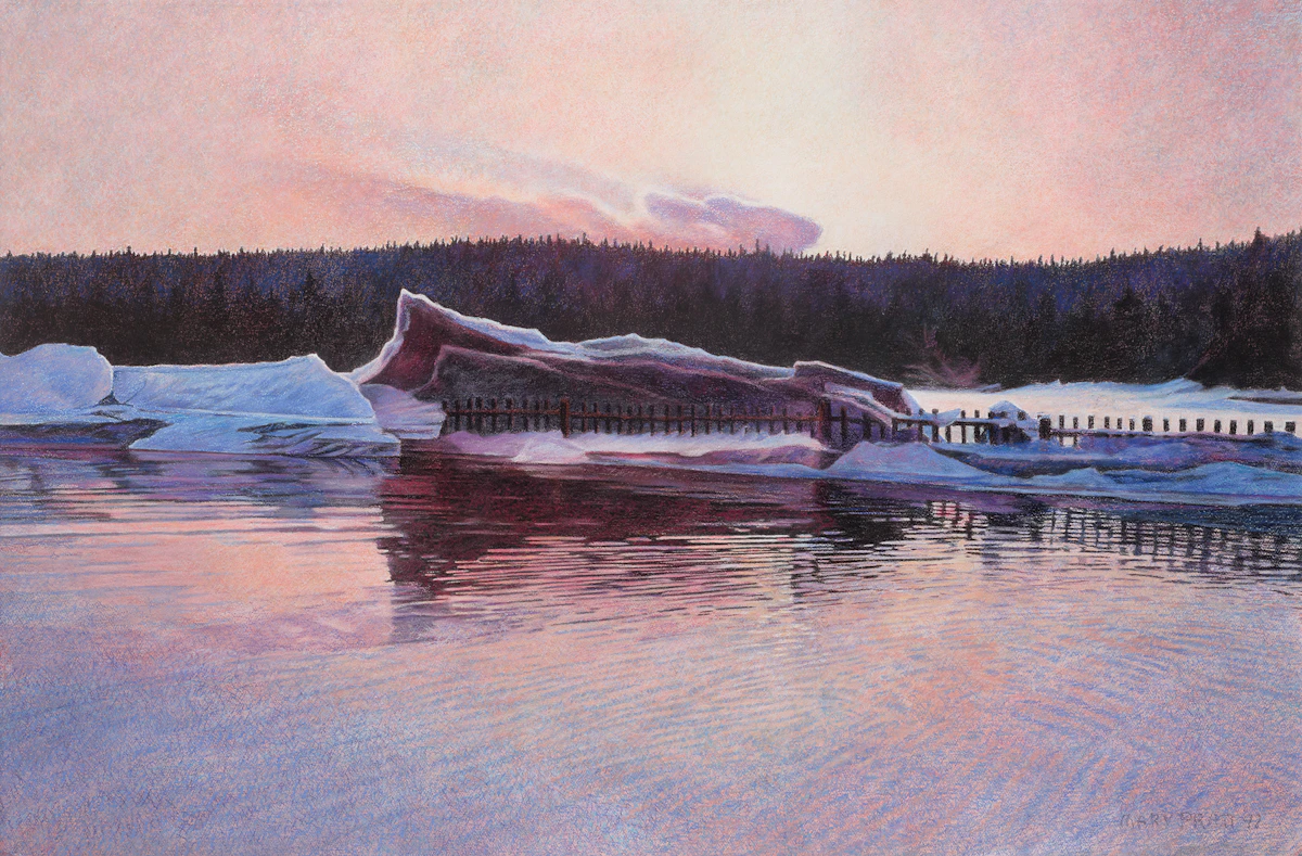 Mary Pratt, Rafted Ice-Sunrise, mixed media on paper, 1992