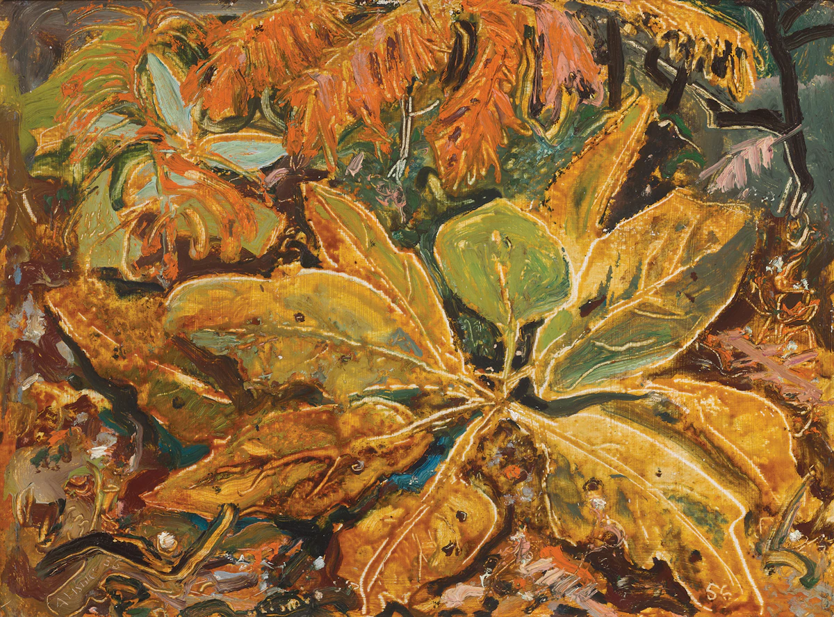 Arthur Lismer, Untitled-Skunk Cabbage Study, oil on board, 1956