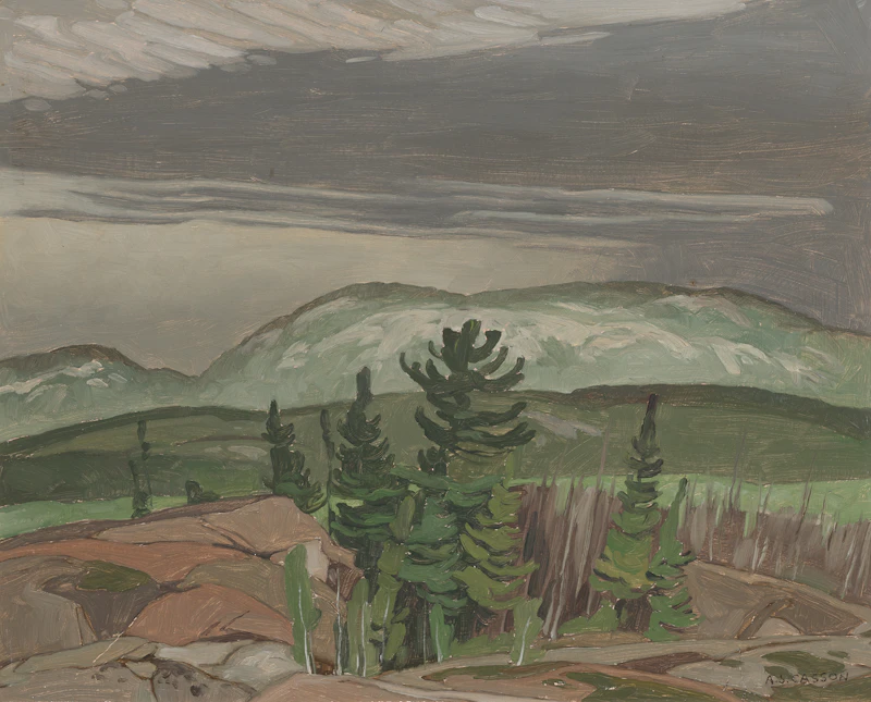 Alfred Joseph Casson, Rock Pools-Cloche Hills, oil on board