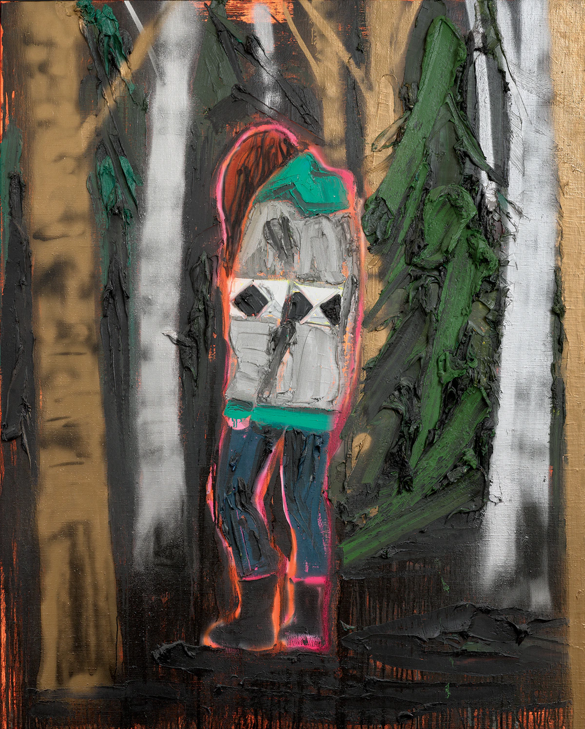 Kim Dorland, Lost Mother #3 (2014), oil and acrylic spray paint over linen over board, 2014