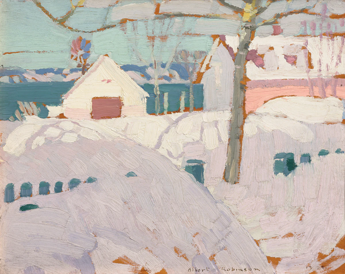 Albert Henry Robinson, Winter, Cacouna, oil on board, 1921
