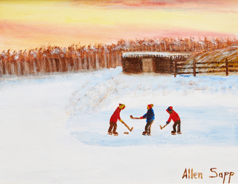 Playing Hockey by Allen Sapp