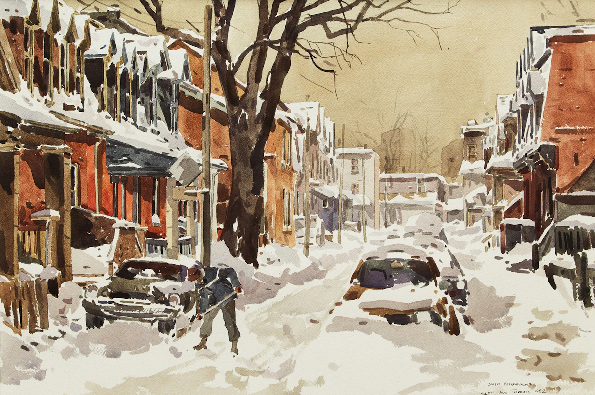 Arto Yuzbasiyan, Allen Avenue, Toronto, watercolour, 1982
