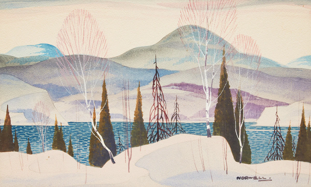 Graham Noble Norwell, Winter Landscape; Aurora Borealis , two watercolours