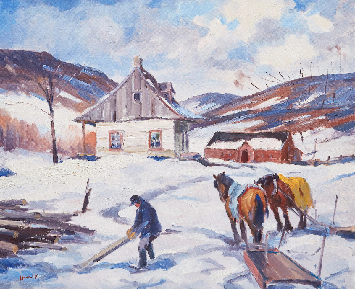 John Douglas Lawley, A Day’s Work, Baie St. Paul, oil on board
