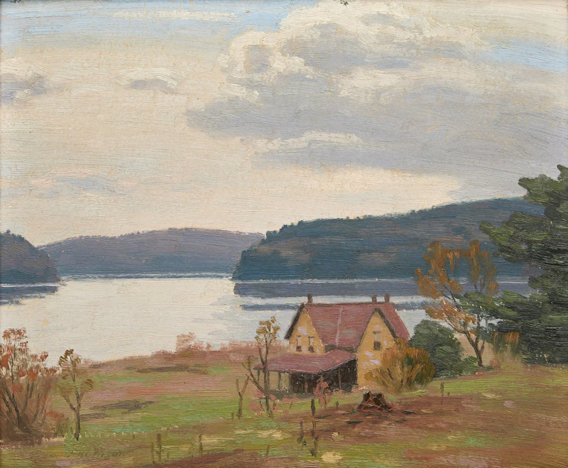 George Thomson, Bay at Dwight, oil on board
