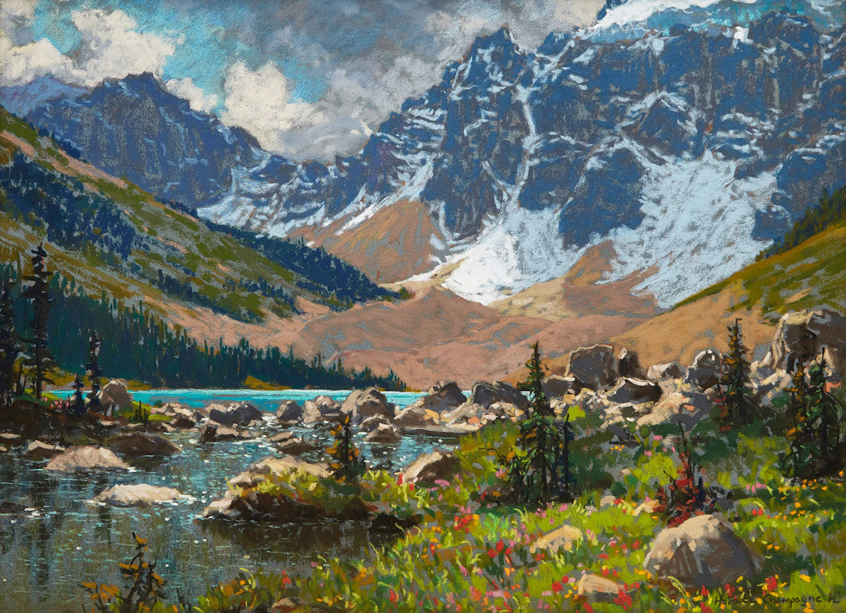 Horace Champagne, Rolling, Blowing Clouds Over Constellation Lake (Banff National Park), pastel, 2006