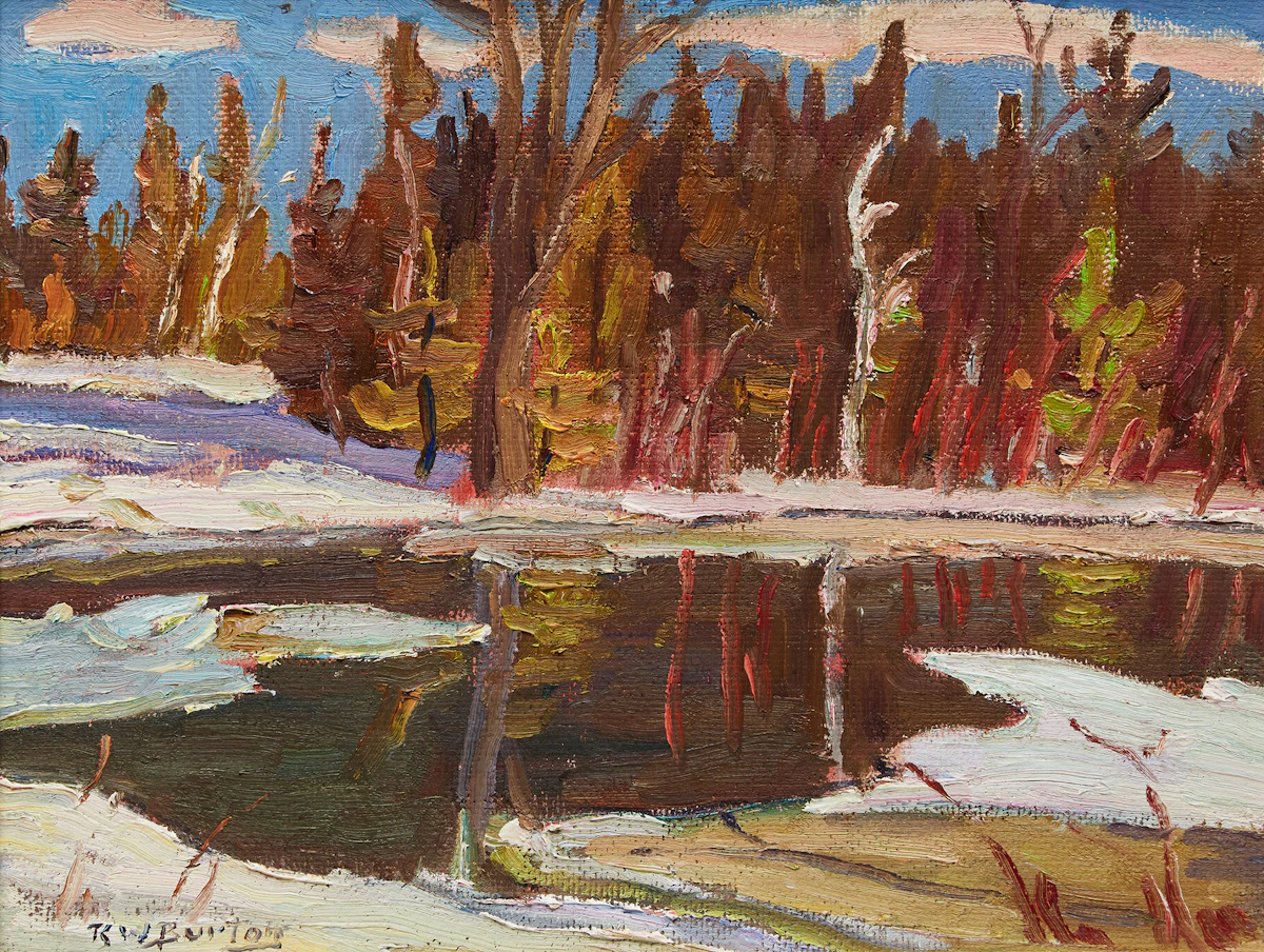 Ralph Wallace Burton, Spring Creek in Lanark County, Ont., oil on board, 1973