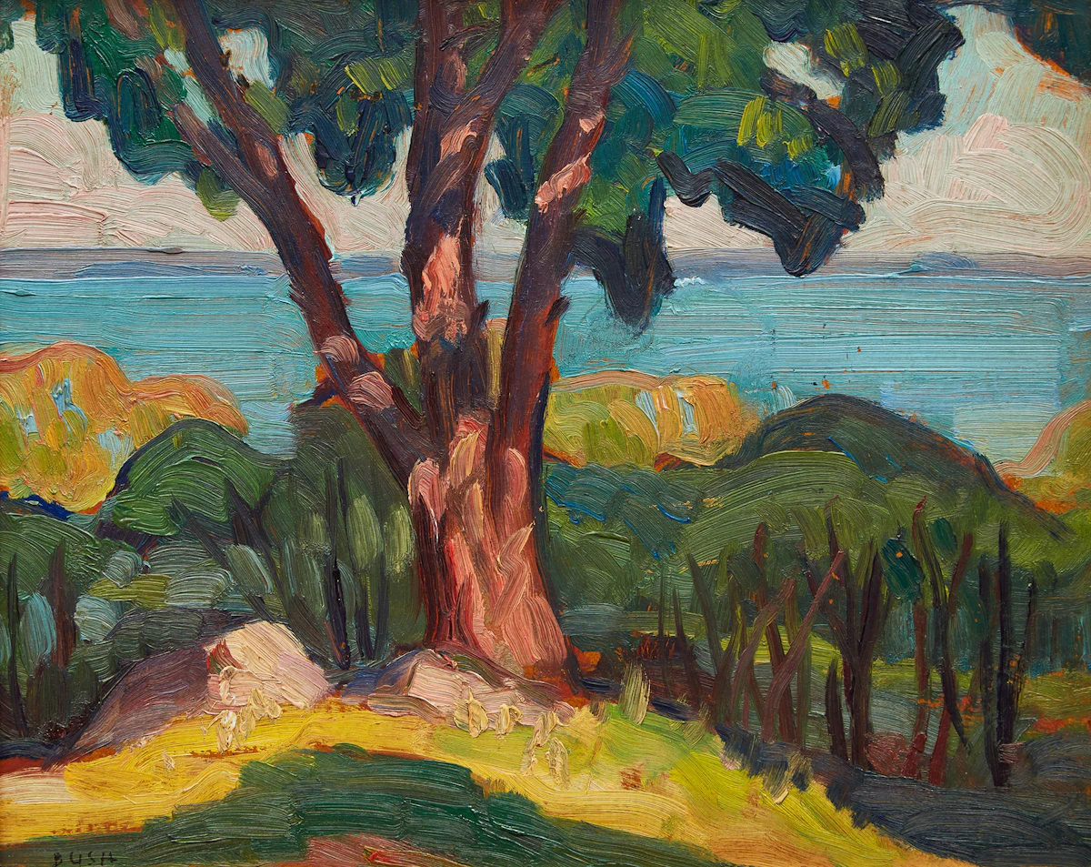 Jack Hamilton Bush, Untitled, Landscape with Trees, oil on board