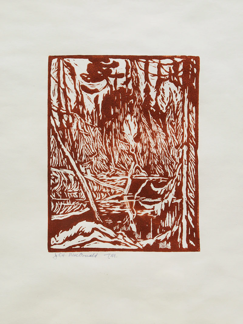 James Edward Hervey MacDonald, Untitled (Beaver Pond, Algoma), woodcut