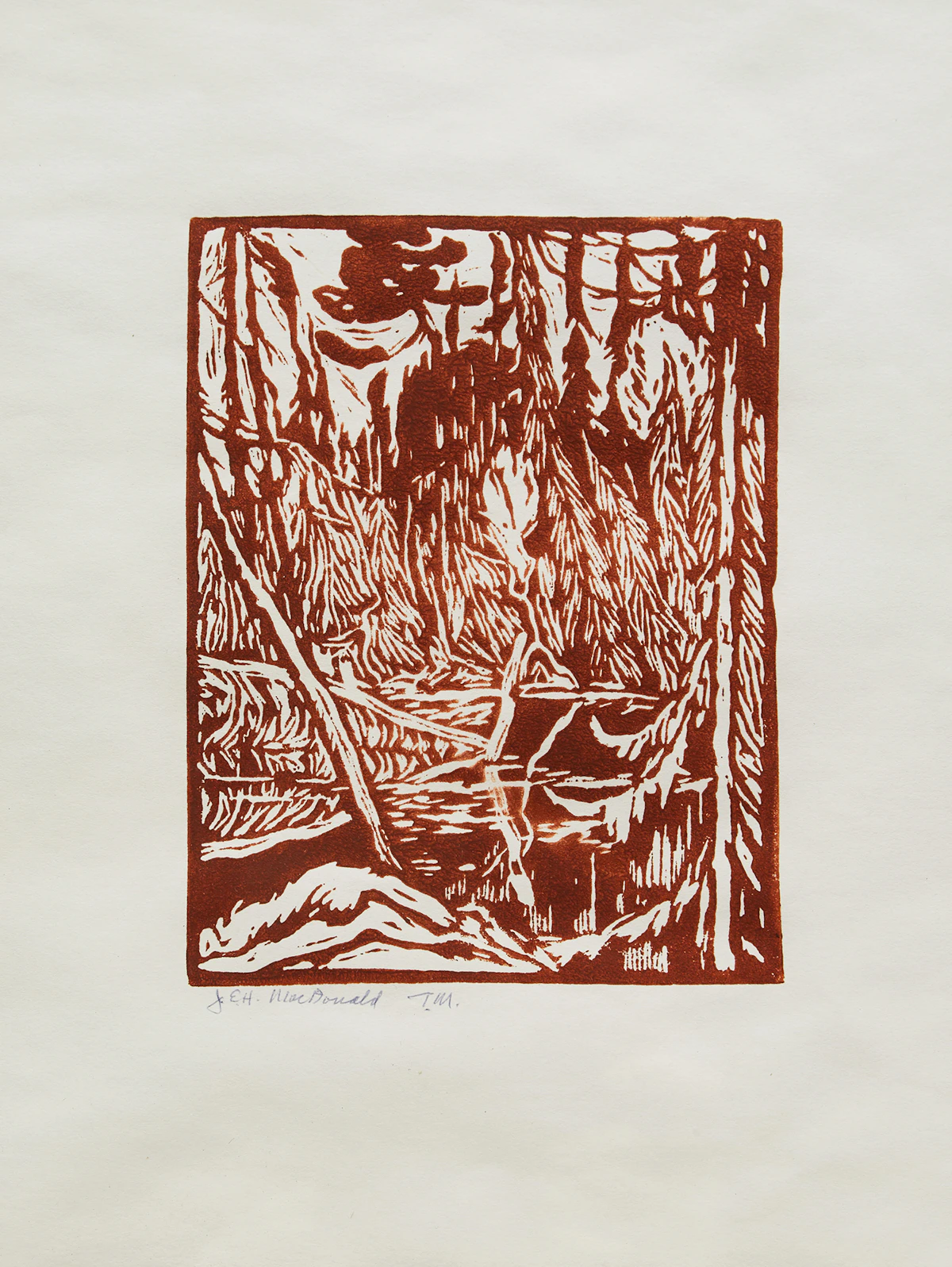James Edward Hervey MacDonald, Untitled (Beaver Pond, Algoma), woodcut