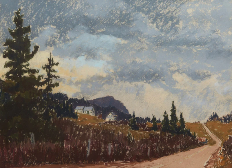 Horace Champagne, Opening in the Sky, St. Hilarion, Quebec, pastel