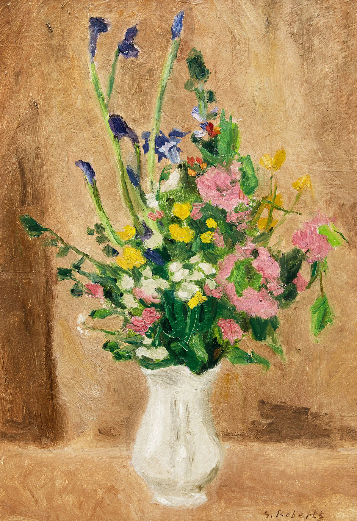 William Goodridge Roberts, Flowers, oil on board, 1951