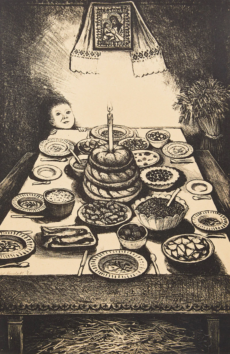 Ukrainian Christmas Eve Feast by William Kurelek