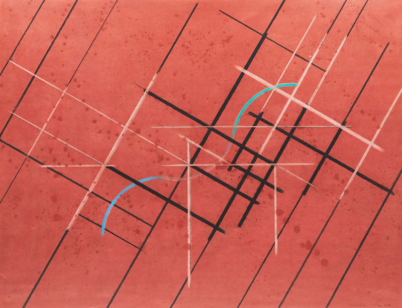 John Tiley, Line Dance, mixed media on paper