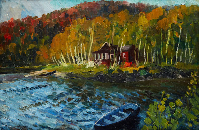 Alexandre Bercovitch, Shoreline Landscape, oil on board
