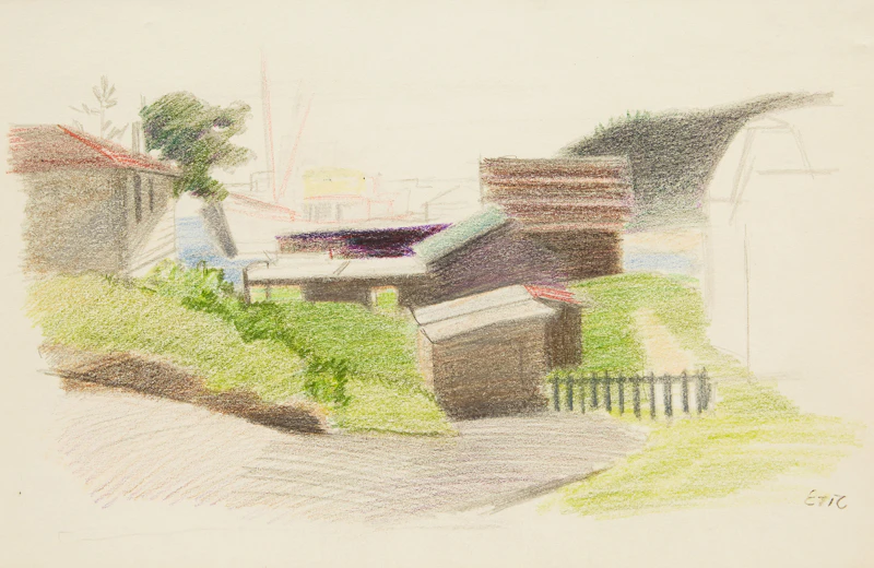 Eric Goldberg, Landscape Study, coloured pencil