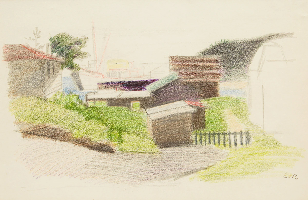 Eric Goldberg, Landscape Study, coloured pencil