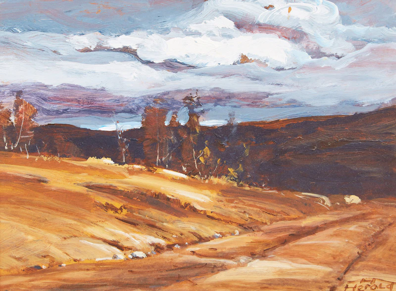 Hans Herold, Storm in Sask, North, oil on board
