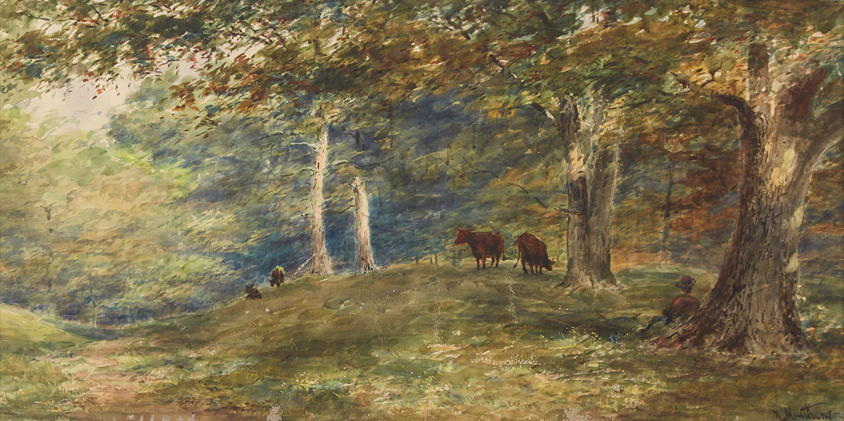 Marmaduke Matthews, Pastoral Scene, watercolour