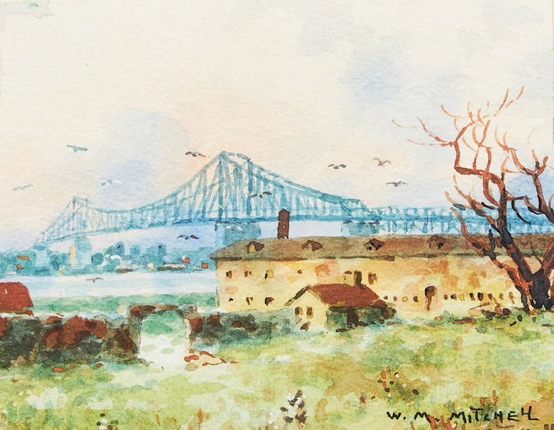 Willard Morse Mitchell, Jacques Cartier Bridge, Montreal, watercolour