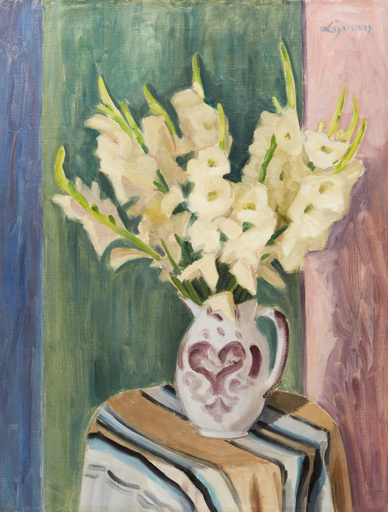 John Goodwin Lyman, White Gladioli , oil on canvas