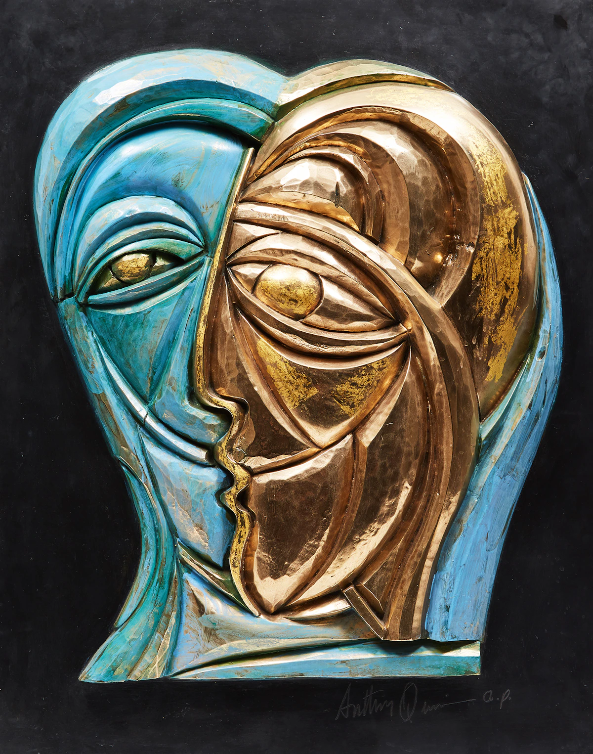 Anthony Quinn, Abstract Profiles, relief sculpture in bronze