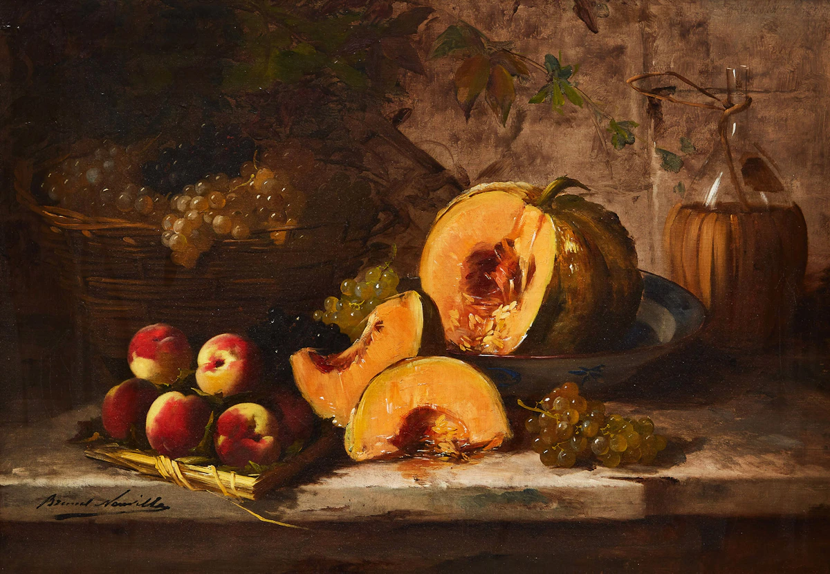 Alfred-Arthur Brunel de Neuville, Still Life with Fruit, oil on canvas