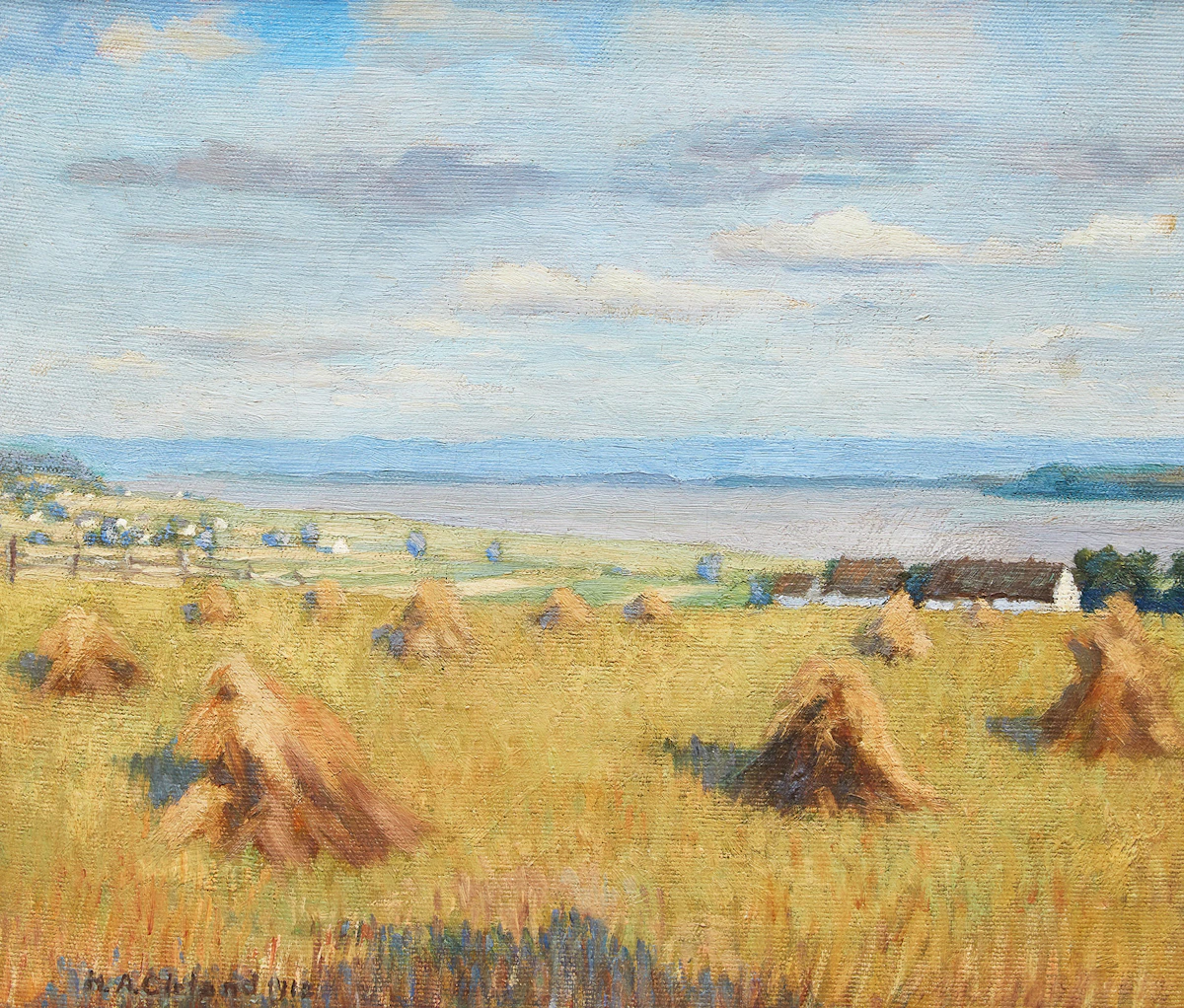 Mary Alberta Cleland, Field with Stooks, oil on canvas