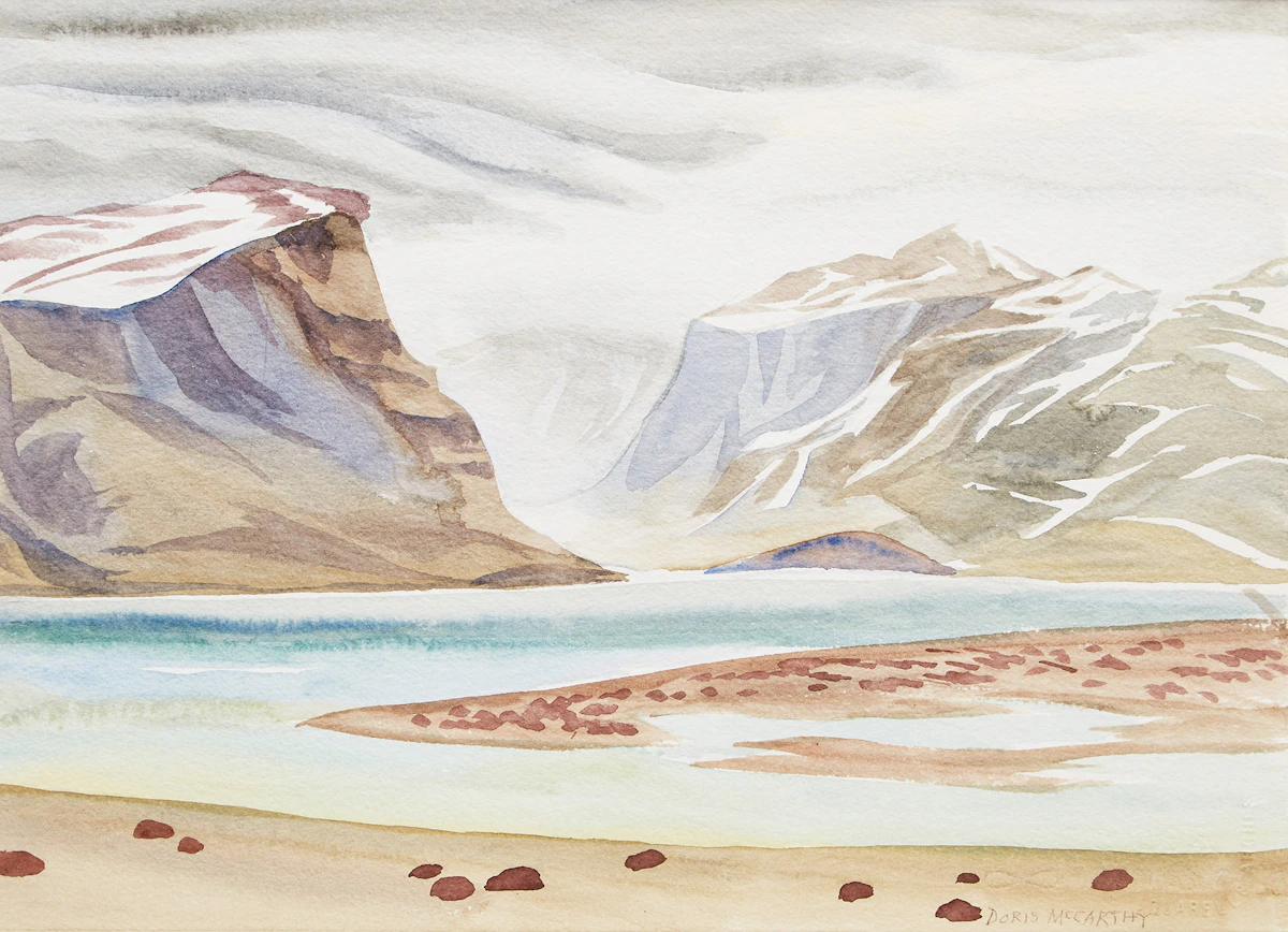 Doris Jean McCarthy, Low Tide on Fjord (2004), watercolour, 2004