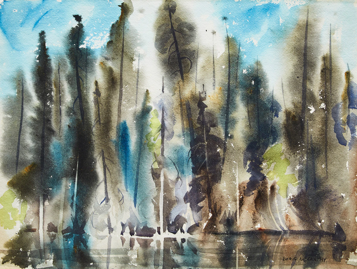 Doris Jean McCarthy, Grey Spruce, Inuvik, watercolour, 1977