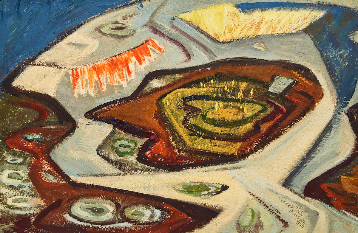 Yvonne McKague Housser, Untitled Abstraction, oil on paper, 1970