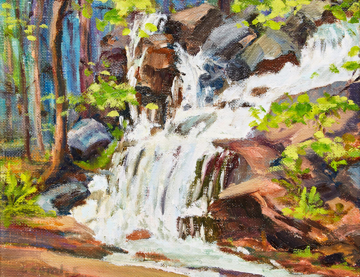 Edith Grace Coombs, Waterfall, oil on canvas board