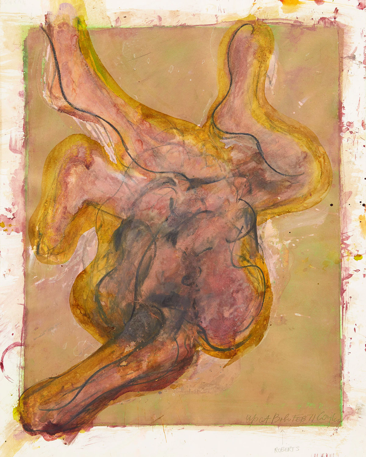 John Graham Coughtry, Figure Study, mixed media on paper, 1971