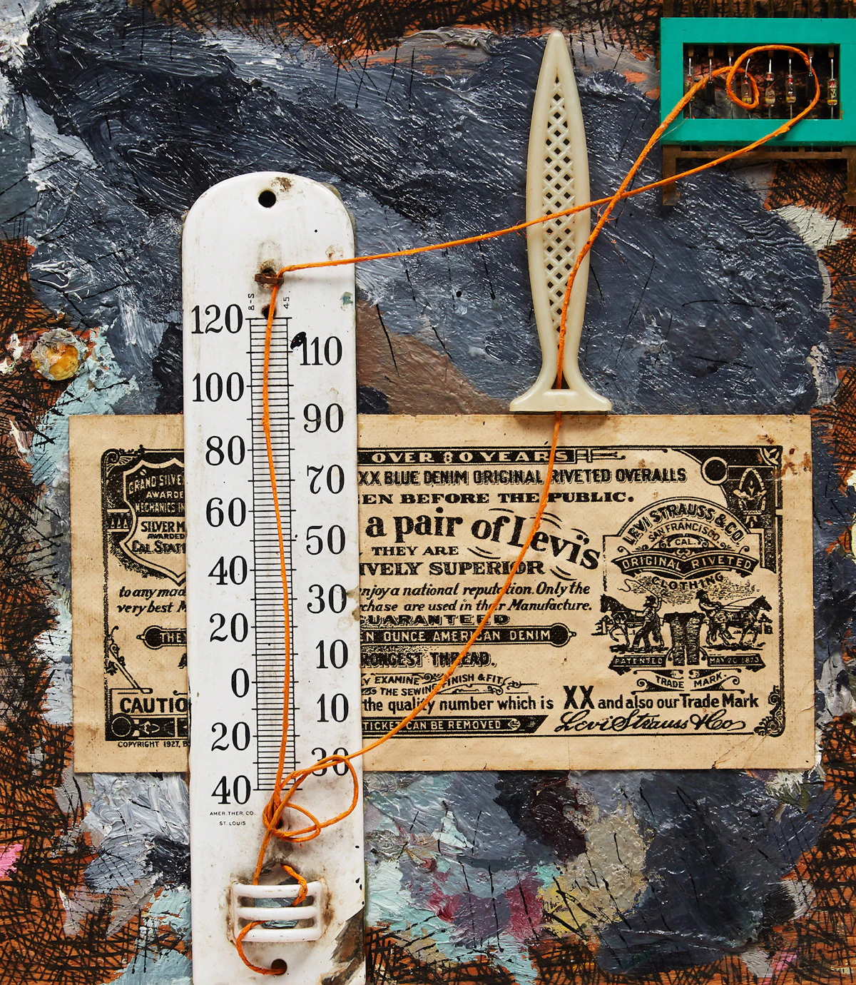 Harold Barling Town, Heat Seat , mixed media collage on panel, 1979-1980