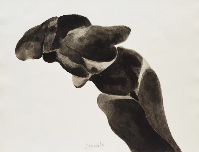 Robert Markle, Untitled (Lunging Figure Series), tempera on paper