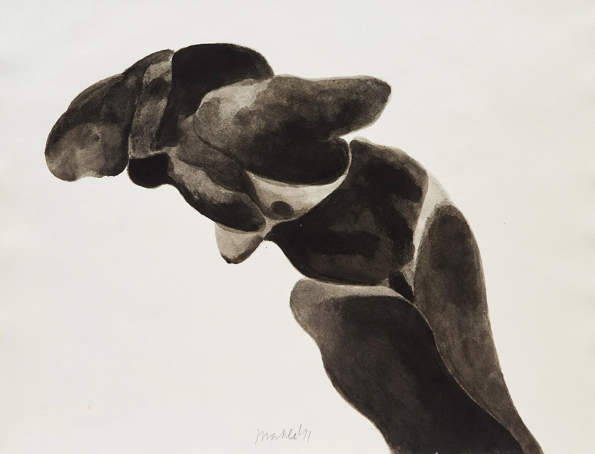 Robert Markle, Untitled (Lunging Figure Series), tempera on paper, 1971
