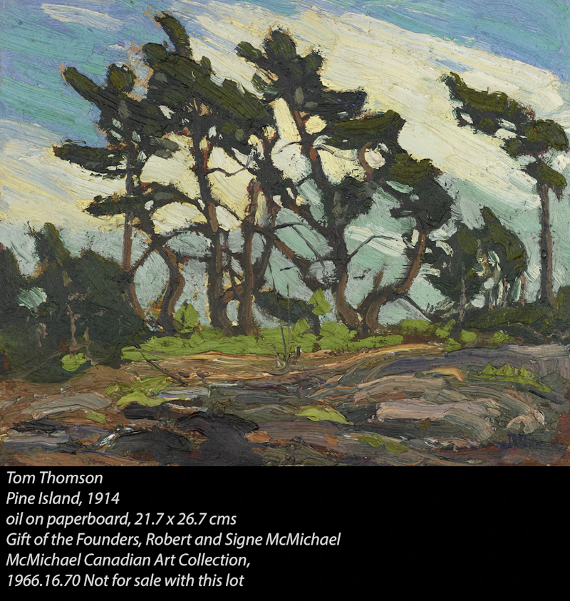 Tom Thomson, Evening, Pine Island, oil on panel, 1914 - view 6